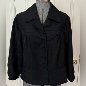 Worthington black striped Lined Puff Sleeve Button Down, size 12